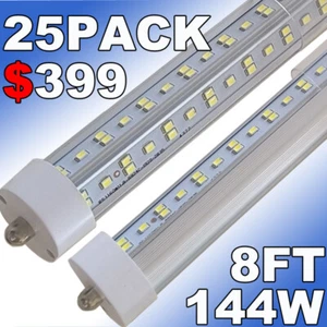 25Pc T8 8FT Led Tube Light Bulbs FA8 Single Pin 144W 8Foot Led Shop Light 6500K - Picture 1 of 12