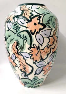 California Studio Pottery Vase stilisierte Palmen Kunsthandwerk signiert - Bild 1 von 10