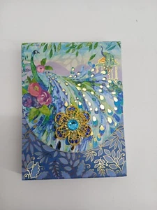 Punch Studio Flower Brooch Imperial Peacock Foldover Notepad (New) - Picture 1 of 7