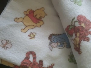 VTG Disney Baby Blanket Winnie The Pooh butterfly tigger frog Cream Receiving  - Picture 1 of 6