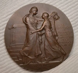 Reunification of City Mulhouse & France Bronze Medal by Frederic de Vernon CRISP - Picture 1 of 8