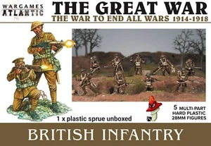 Wargames Atlantic British Infantry (1916-1918) escala 1/56 28 mm Primera Guerra Mundial 1 x sprue - Imagen 1 de 14
