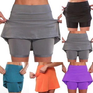 Gonna pantaloncino donna fitness sportivo con tasche tinta unita corsa leggera - Foto 1 di 52