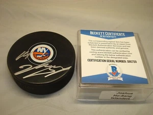 Josh Ho-Sang Signed New York Islanders Hockey Puck Autograph Beckett BAS COA 1A - Picture 1 of 3