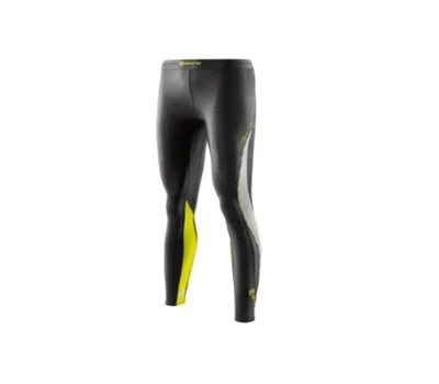 Skins Dnamic Womens Compression Long Tights - Black / Limoncello | GREAT BARGAIN - Image 1 of 2