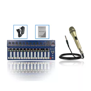 Pro 14 Channel Mixer Console W/BT USB Audio Mixer 1CH Wired Handheld Dynamic Mic - Picture 1 of 12