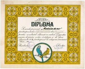 Romania, 1973, Communist Propaganda Diploma - Birds Contest Exhibition - RSR - Picture 1 of 1