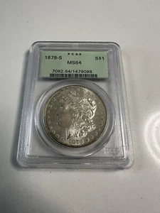 1878-S Morgan Dollar PCGS MS64 vecchio supporto verde - Foto 1 di 3
