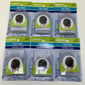 Conair Hair Nets, Invisible Edge, 3 Count, Brown, Lot of 6, FREE SHIPPING - Picture 1 of 3