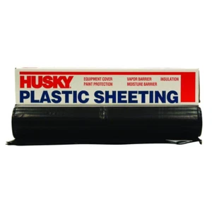 HUSKY Plastic Sheeting 8 ft. x 100 ft. 4 mil Heavy-Duty Coverall Black - Picture 1 of 12