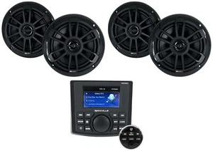 Rockville RGHR45 4 Zone Bluetooth Marine Receiver+(4) MB Quart NF1-116B Speakers - Picture 1 of 12