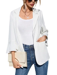 Women's Suit Jackets Dressy 3/4 Sleeve Blazer Business Casual Outfits for Work - Picture 1 of 28