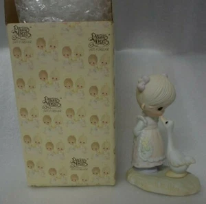 PRECIOUS MOMENTS "MAKE A JOYFUL NOISE" JONATHAN & DAVID - GIRL & GOOSE FIGURINE - Picture 1 of 4