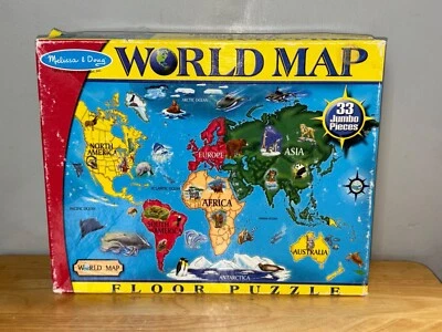 Rompecabezas de piso jumbo mapa del mundo Melissa & Doug 33 piezas juguete educativo 2 x 3 pies Foto 1 de 4