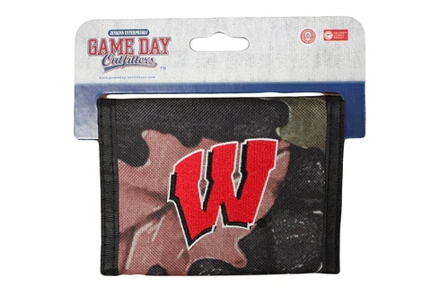 Wisconsin Badgers Camo Wallet Camouflage Mens Bi-fold Wallet Cover