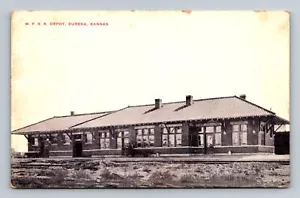Postcard Eureka Kansas MP Missouri Pacific Railroad Depot KS Train Antique - Picture 1 of 2