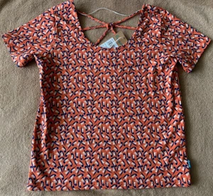 "Tranquillo"Kurzarm-Shirt orange gemustert Bio-Baumwolle NEU M 40/42 rückenfrei - Bild 1 von 2
