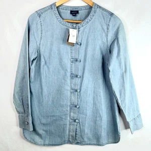 Neu mit Etikett J. Jill Clarity Wash Knoten Knopf Denim Top XS - Bild 1 von 8
