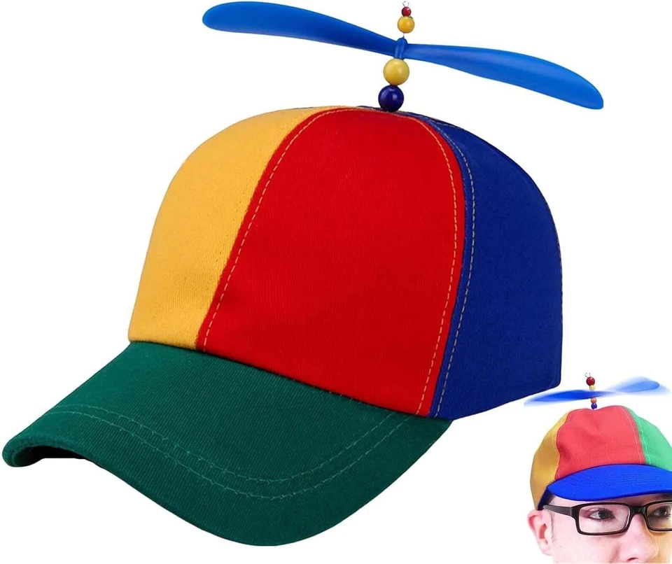 D.A.Y. REPUBLIC Helicopter Clown Hat with Spinning Propeller - Funny, Silly, Novelty