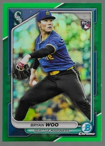 2024 Topps Chrome Bryan Woo #172 Green Refractor /99 (RC) Seattle Mariners - Picture 1 of 2