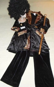 Mens Sweet Sugar Daddy Rapper Costume w Afro Wig, Sunglasses, Cane & Bling - Picture 1 of 6