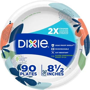Medium Paper Plates, 8.5 Inch, 90 Count, 2X Stronger*, Microwave-Safe, Soak-Proo - Picture 1 of 12