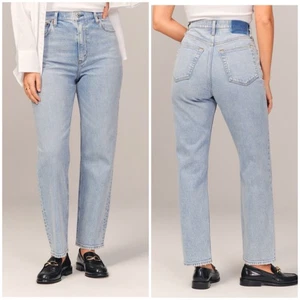Pantalones de mezclilla rectos tiro ultra alto Abercrombie & Fitch Curve Love The Ankle talla 27 4 - Imagen 1 de 10