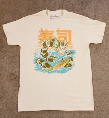 Camiseta con Gráfico de Sushi Dragón Pepino Sin Hilo (M) Algodón Natural Nueva Sin Etiquetas Foto 1 de 4