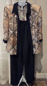 R&M Richards Damen Gr. 14 zweiteiliges elegantes Hosen-Set – marineblau vorne offen Jacke - Bild 1 von 8