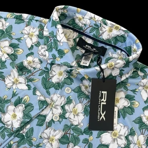 RLX Ralph Lauren Floral Print Classic Fit Stretch Polo Shirt Size Large $115 - Picture 1 of 9
