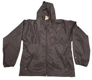 Helly Hansen Jacket Mens Medium Black Packable Lightweight Windbreaker Zip Hood - Picture 1 of 8