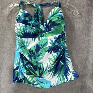 Tommy Bahama Tankini Badeanzug Oberteil Damen Large blau grün Blumen Neckholder wattiert - Bild 1 von 13