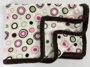 Manta de bebé de felpa CARTER'S Lovey rosa marrón verde blanco círculos puntos - defecto - Imagen 1 de 6