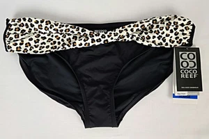 Coco Reef Black with Leopard Band Bikini Bottom Women's Size XLarge NEW - Picture 1 of 13