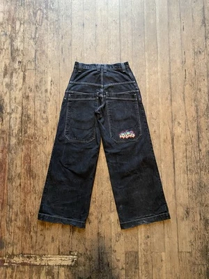 Jeans negros de batalla JNCO de colección pierna ancha estilo patinador años 90 EE. UU. RAROS 29x31 graffiti Foto 1 de 4
