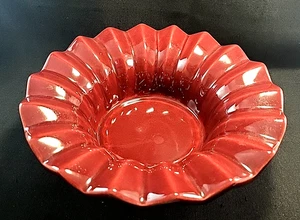 Vtg Haeger Ceramic Pottery Maroon Pleated Floral 9”x 3” Ruffled Edge (see pics) - Picture 1 of 7
