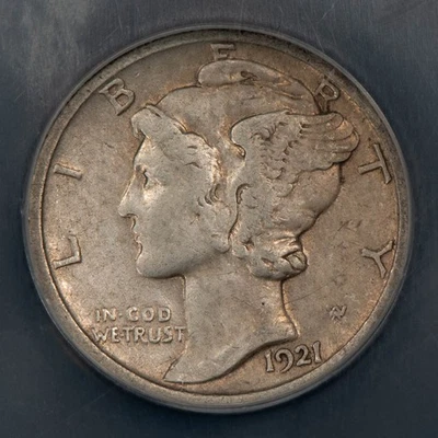 1921-D 10c Silver Mercury Dime - Original Look - Key Date - NGC VF Dets - B5146 - Image 1 of 4