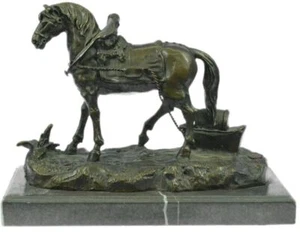 Horse Farm Ranch Equestrian Trail Riding Club Bronze Marble Statue Award Decor - Picture 1 of 10