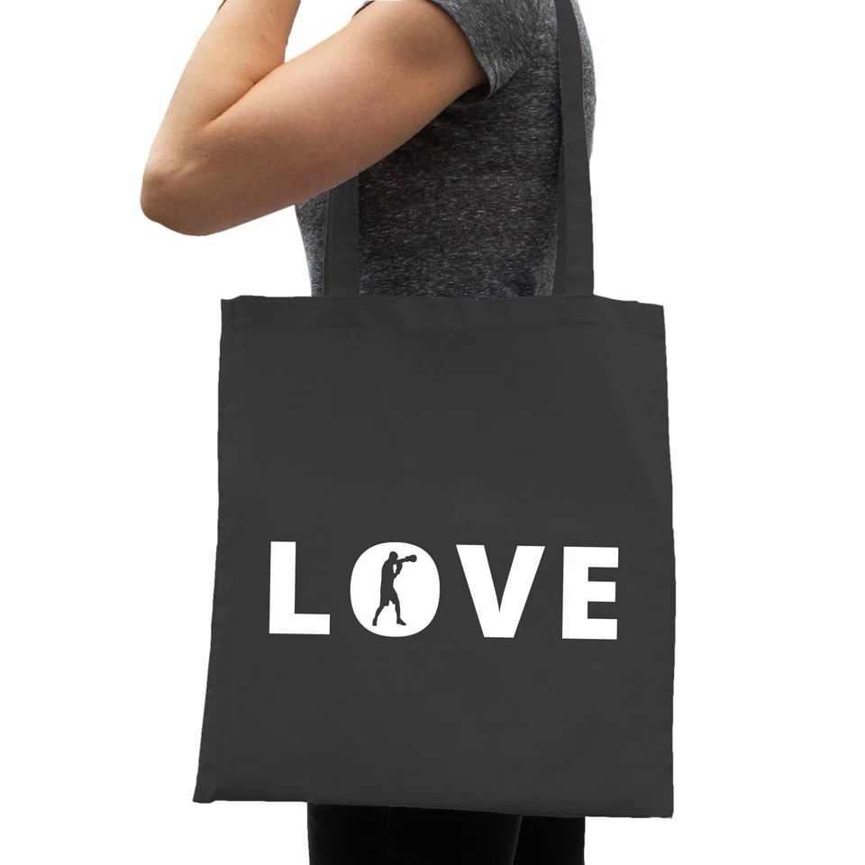 Love Boxen Baumwolltasche - Kampfsport MMA Karate Teakwando Muay Thai KO Schlag - Bild 1 von 1