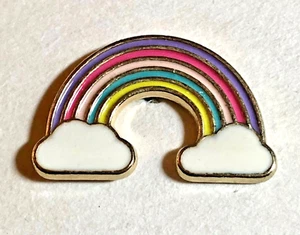 Rainbow & Clouds Pink, Purple, Yellow & Blue Enamel Painted Metal Button  - Picture 1 of 2