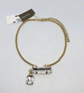 NUEVO CON ETIQUETAS Collar Gargantilla Natasha Diamantes de Imitación Transparente Ajustable Tono Dorado - Imagen 1 de 7