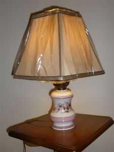 French Limoges Porcelain Table Lamp in Wild Rose Decor