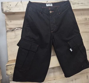 Men's No Limit London Combat Baggy Denim Shorts Dark Brown 3 Quarter 104 S - Picture 1 of 11