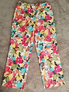 Talbots Floral Hawaii Luau Pool Party Stretch Damen Hose Trousers Gr. 10 ~k1  - Bild 1 von 6
