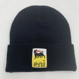ENI Oil Products Adult Beanie Black With Logo Cuffed Knit Snowboard Ski Hiking - Picture 1 of 5