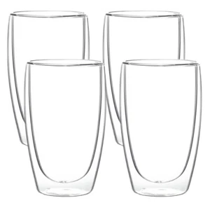 4x 440ml Doppelwandige Thermo Gläser Latte Cappuccino Kaffee Tee Cocktail Glas - Bild 1 von 2