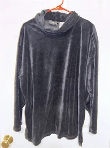 Vtg Sag Harbor Women’s XL Black Velour Turtleneck Sweater 0772-A1 - Picture 1 of 6