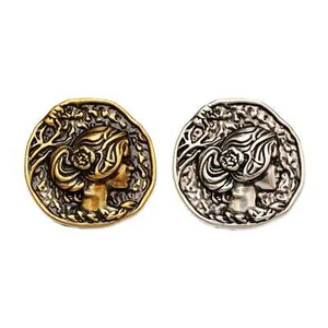 5pcs Vintage Woman Embossed Metal Buttons Stylish Decorative for Sewing Crafts - Picture 1 of 5