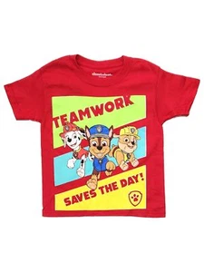 Nickelodeon Boys Red Paw Patrol Teamwork Saves The Day T-Shirt Tee Shirt 4 - Picture 1 of 1