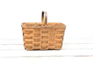 Vintage . Picknickkorb Sammelkorb aus Holz geflochten Marktkorb feststehendes Holz Han - Bild 1 von 8